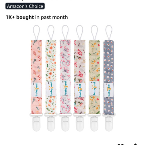 babygoal Floral Pacifier Clips, 6 Pack Binky Paci Holder Clips Leashes Fits Most Pacifiers and Binkies for Baby Girl and Boy Christmas Gift 6PS21