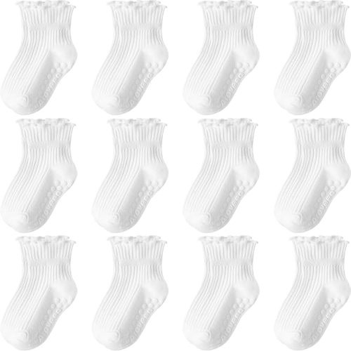 Baby Toddler Socks Grip Non Slip Boys Girls Cotton 12 Pack for Kids Ankle Cute Socks 6M-7Years