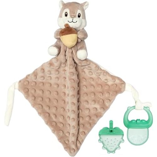 haakaa Security Blanket with Baby Teething Toys, Freezer Teethers for Teething Relief, Soft Baby Lovey for Comfort