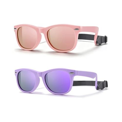 Pro Acme Polarized Baby Sunglasses with Strap Unbreakable Flexible Newborn Infant Toddler Sunglasses for Age 0-24 Months