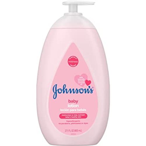 Johnson's Moisturizing Mild Pink Baby Lotion with Coconut Oil for Delicate Baby Skin, Paraben-, Phthalate- & Dye-Free, Hypoallergenic & Dermatologist-Tested, Baby Skin Care, 27.1 Fl. Oz