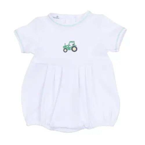 Green Tractor Embroidered Bubble - 6M