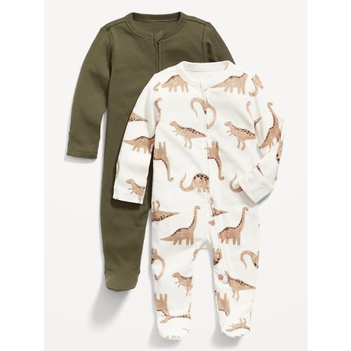 Unisex Sleep & Play 2-Way-Zip Footed One-Piece 2-Pack for Baby