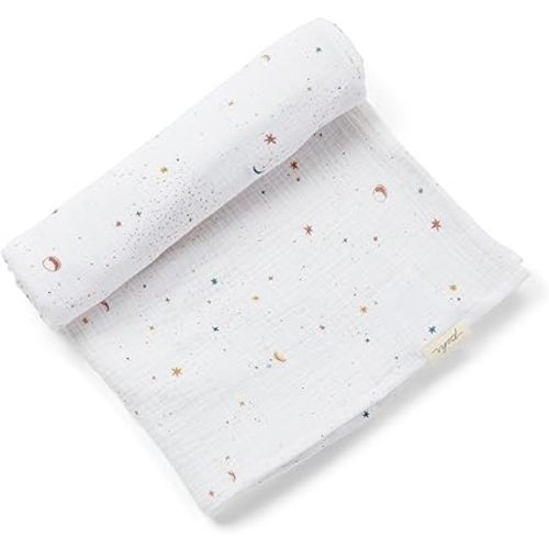 PEHR Muslin Cotton Swaddle, Celestial | Organic Baby Blanket | Ultra-Soft & Versatile | 47” x 47”