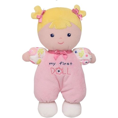 Baby Starters Plush 10 inch Snuggle Buddy My First Baby Doll with Embroidery, Blonde Hope, Pink