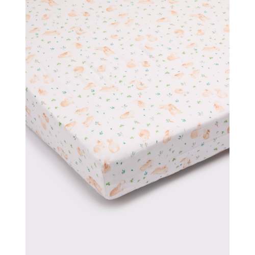 Muslin Fitted Crib Sheet - Bunny Meadow