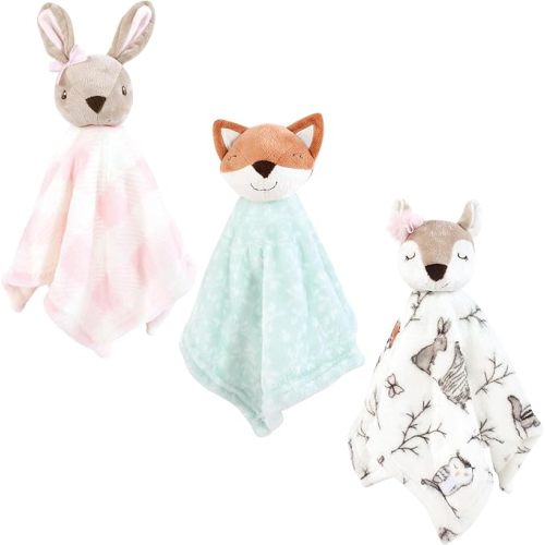 Hudson Baby Unisex Baby Animal Face Security Blanket, Enchanted Forest 3-Pack, One Size