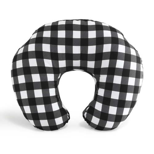 The Peanutshell Nursing Pillow for Breastfeeding, Black and White Buffalo Plaid