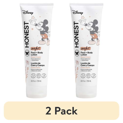 (2 pack) The Honest Company Moisturizing Face & Body Lotion, Disney Mickey Mouse Sweet Cream, 8.5 fl oz