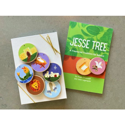Advent Jesse Tree Book 6x9 & Ornaments- Storybook Set - Includes Sticker backs! - Christian Advent Calendar leading to Christmas