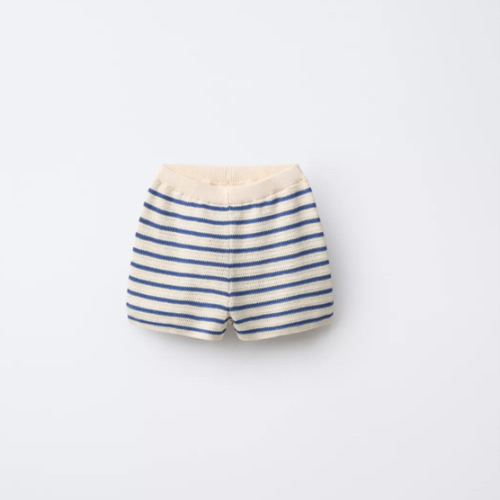 KNIT STRIPED SHORTS - Ecru / Blue | ZARA United States