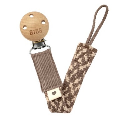 Bibs Braided Pacifier Clip, Color: Dark Oak/Vanilla