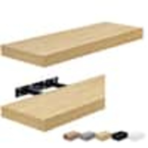 Sorbus Set of 2 Floating Shelves, Wall Mounted for Home Decor, 16.25 in. W x 5.5 in. D Maple Wood Decorative Wall Shelf WD-NTSHLV2-MPW