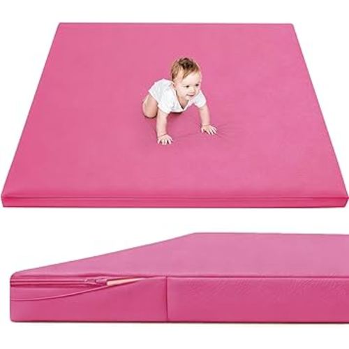 Waterproof Baby Play Mat for Floor 1.3"Thick Memory Foam 50 * 50 Cushion Playpen Playmat Tummy Time Nursery Rug Pad Mattress Create Soft & Safe Area for Infants,Toddler,Kids,Hot Pink
