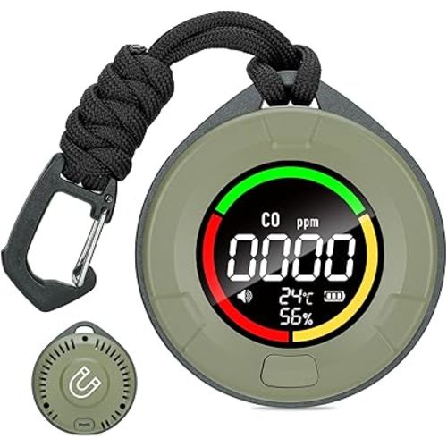 Carbon Monoxide Detectors, Portable CO Detector for Travel, Mini 3-in-1 Carbon Monoxide Monitor with Magnetic Suction, RV CO Alarm Temp/Hum Sensor, Rechargeable CO Monitor 120HR Standby