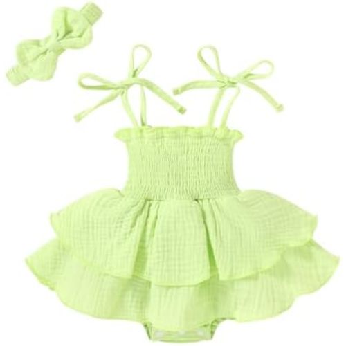 YOUNGER TREE Baby Girl Clothes Infant Summer Romper Dress Sleeveless Bodysuit Jumpsuit with Headband Toddler Outfits