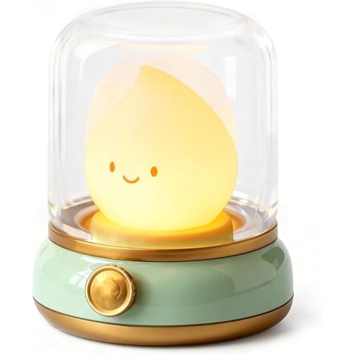 Cute Smiley Lamp, Portable LED Camping Lantern Night Light, Rechargeable, Dimming, Table Bedside Candle Light for Baby Nursery Decor, Bedroom, Bathroom