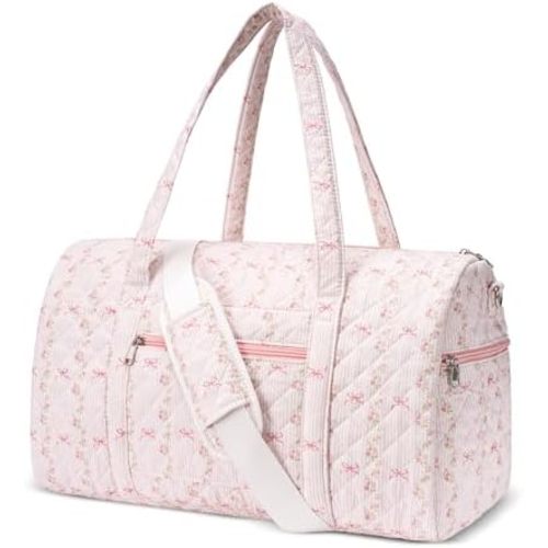 Gym Bag for Women, Cute Duffle Bag, Quilted Duffle Bag for Travel, Floral Duffle Bags, Weekend Bag with Zipper Pocket Dance Bag Organizer