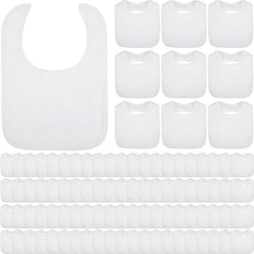 Toulite 20 Pcs White Bibs for Baby Washable Reusable Waterproof Cotton Feeder Bibs with Double Sided Design