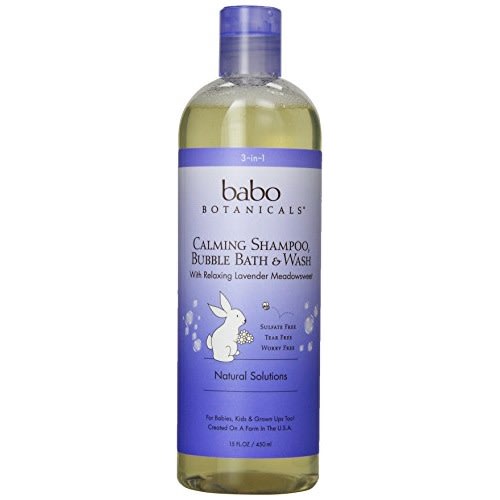 Babo Botanicals Calming Plant-Based 3-in-1 Bubble Bath, Shampoo & Wash - With Lavender & Organic Meadowsweet - For Babies, Kids & Adults With Sensitive Skin - EWG Verified - 15 Fl. Oz. - 15 Fl Oz (Pack of 1)
