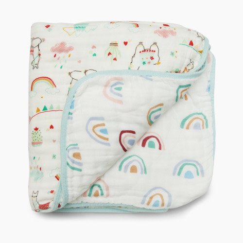 Loulou Lollipop Bamboo Quilt - Llama Rainbow