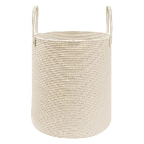 60L Cotton Rope Laundry Basket Hamper, Black