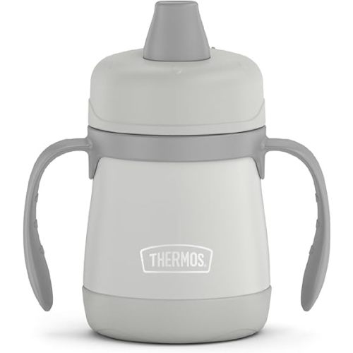 Thermos Kids Stainless Steel Sippy Cup with Handles, 7 Ounces, Pastel Gray