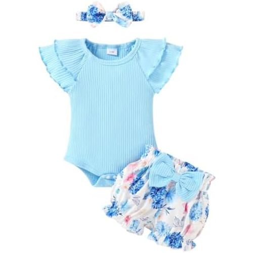 YOUNGER TREE Newborn Infant Baby Girl Clothes Romper Shorts Set Floral Summer Outfits Cute Baby Girl Clothing