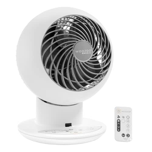 IRIS USA WOOZOO Air Circulator Fan with Remote, Oscillating, 5 Speeds, 82ft Max Air Distance, Adjustable Tilt, Quiet Motor, Small Fan for Bedroom, Office, Dorm, White