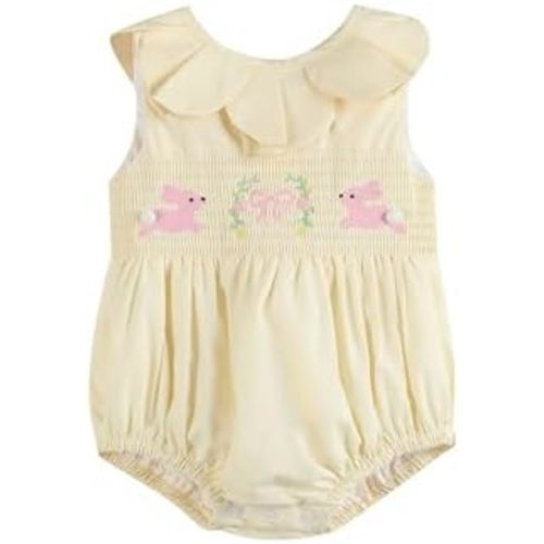 Lil cactus Baby and Girls Smocked Collared Bubble Romper