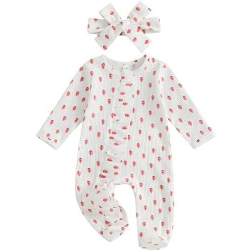 Yoawdats Newborn Baby Girl Clothes Onesies Romper Sleep&Play Footie Sleepers Strawberry Pajamas Winter Coming Home Outfits