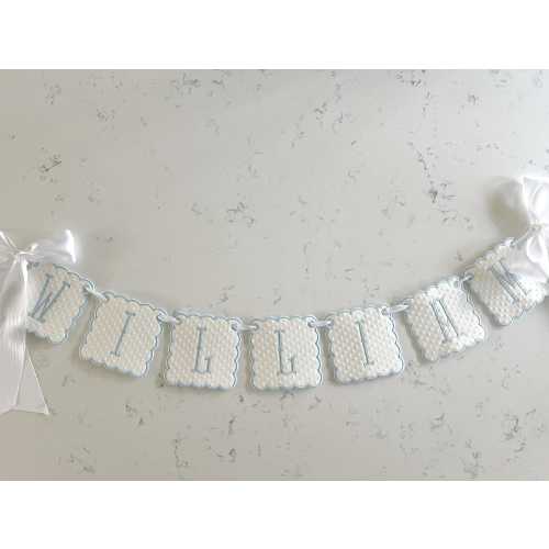 Swiss Dot Baby Name Banner, Custom Baby Banner, Baby Shower Gift, Embroidered Baby Name Banner