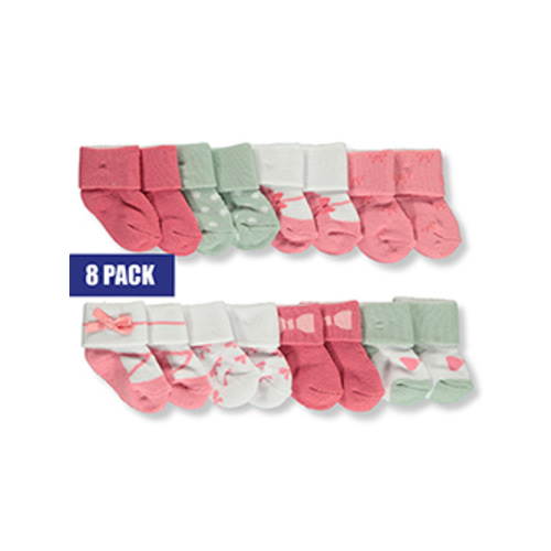 Duck Duck Goose Baby Girls' 8-Pack Socks