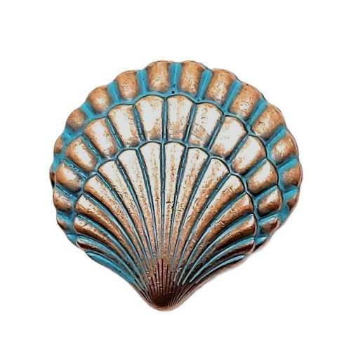 Seashell Cabinet Knob Door Drawer Pull Nautical Coastal Ocean Beach Home Kitchen Decor Copper Patina