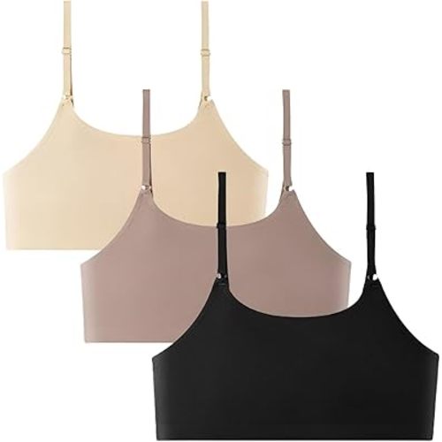 3PCS Cami Bras Unpadded Seamless Bralette Smooth Everyday Basic Sleeping Bra Sports Bra for Women Girls