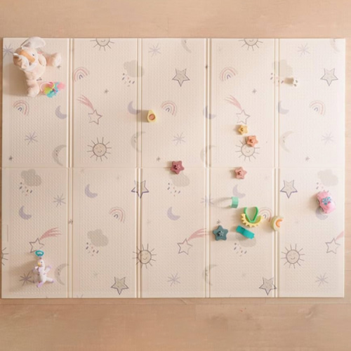 Nuby Reversible Baby Floor Mat, 77" x 58" - Foldable and Lightweight Baby Play Mat for Floor - Easy Storage and Travel - Stars and Sky