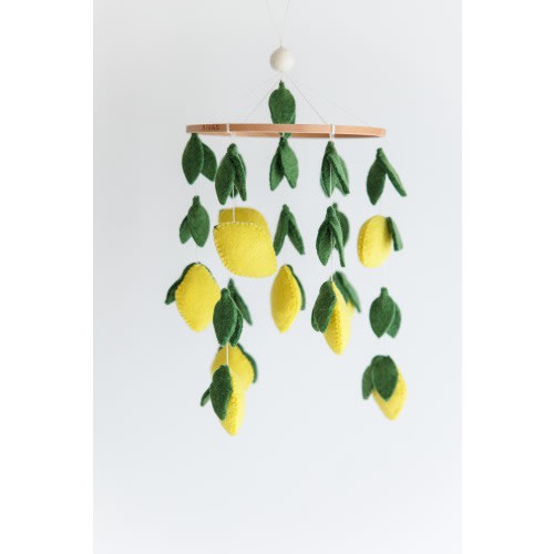 Lemon Mobile: Handmade Wool Felt Citrus Fruit Nursery Decor