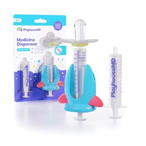 Medicine Buddy Medication Dispenser, Rocket - Liquid Syringe for Newborns, Infants, Babies & Toddlers - Baby Medicine Kit with Pacifier Attachment for Accurate Dosing