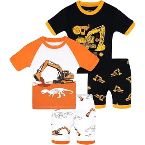 DAUGHTER QUEEN Boys Summer Pajamas Set 4 Pieces 100% Cotton Sleepwear Size 18 Months-12 Years