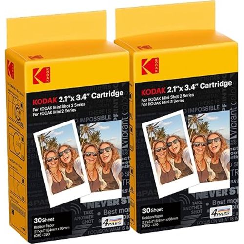 Kodak 4Pass 2.1 x 3.4 Inches Film Cartridge (60 Sheets) for Kodak Mini 2 Retro and Mini Shot 2 Retro