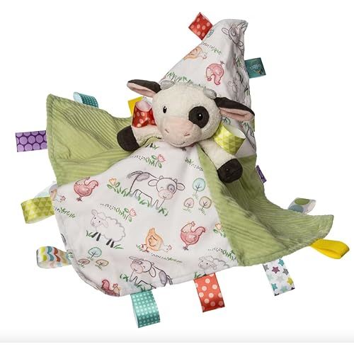 Taggies Lovey Stuffed Animal Security Blanket Plush Soft Snuggle Toy with Sensory Tags, 13 x 13-Inches, Buttercup Cow
