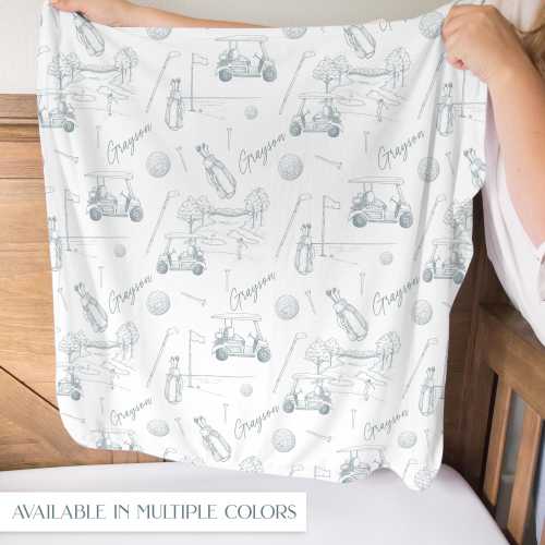 Custom Name Swaddle and Hat Boy Golf Baby Shower Gift Personalized Newborn Swaddle Set Golf Baby Blanket Hospital Receiving Blanket Custom