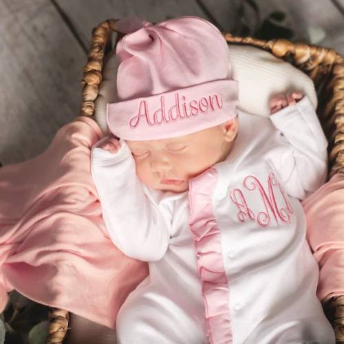 Personalized Baby Girl Outfit, Embroidered Newborn Coming Home Set