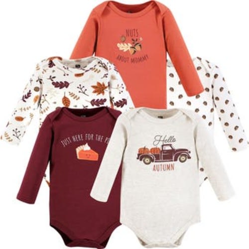 Cotton Long-Sleeve Bodysuits 5-Pack, 6-9M