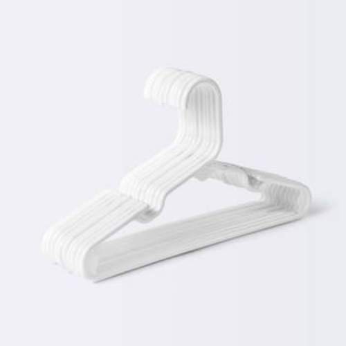 18pk Kids' Hangers White - Plastic