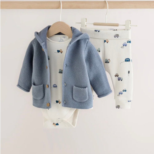 Buy Blue Transport Baby Knitted Cardigan, Bodysuit and Leggings Set (0mths-2yrs) from Next USA