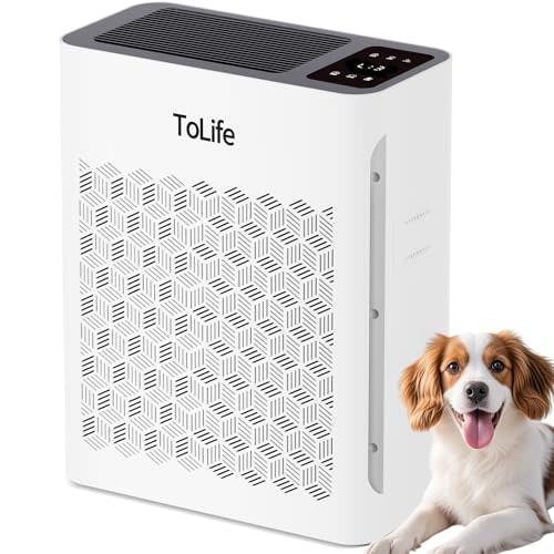 Tolife Air Purifier Large Room, Air Purifiers for Home Pets Hair with Washable Filter, Air Cleaner for Bedroom up to 1095 Ft² Dust Smoke Odor, Sleep Mode, Timer, White