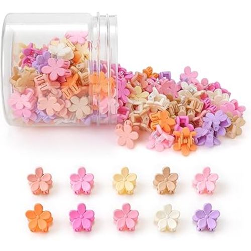 Mini Flower Hair Clips 100Pcs, Small Hair Clips Mini Claw Clips Cute Jaw Clips Hair Pins Hair Barrettes Hair Accessories for Women Girls Kids Teens