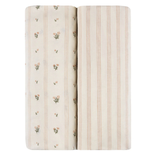 Linear Floral Changing Pad Cover | Cradle Sheet Set – Ely's & Co.