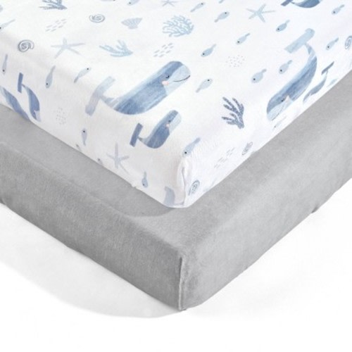 Lush Décor Soft & Plush Fitted Crib Sheet - 2pk, Color: Seaside